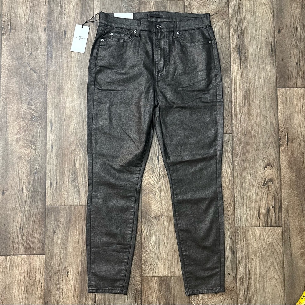 7 for all mankind High Waist Ankle Gwenever Skinny Shimmer Pants Size 31